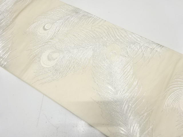 アンティーク　孔雀羽根模様織り出し袋帯（材料）